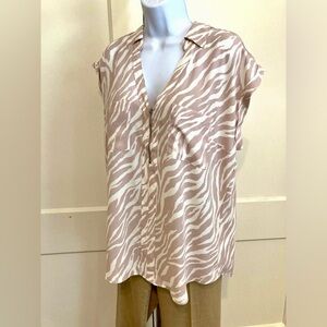 Express Zebra Print Collared Blouse